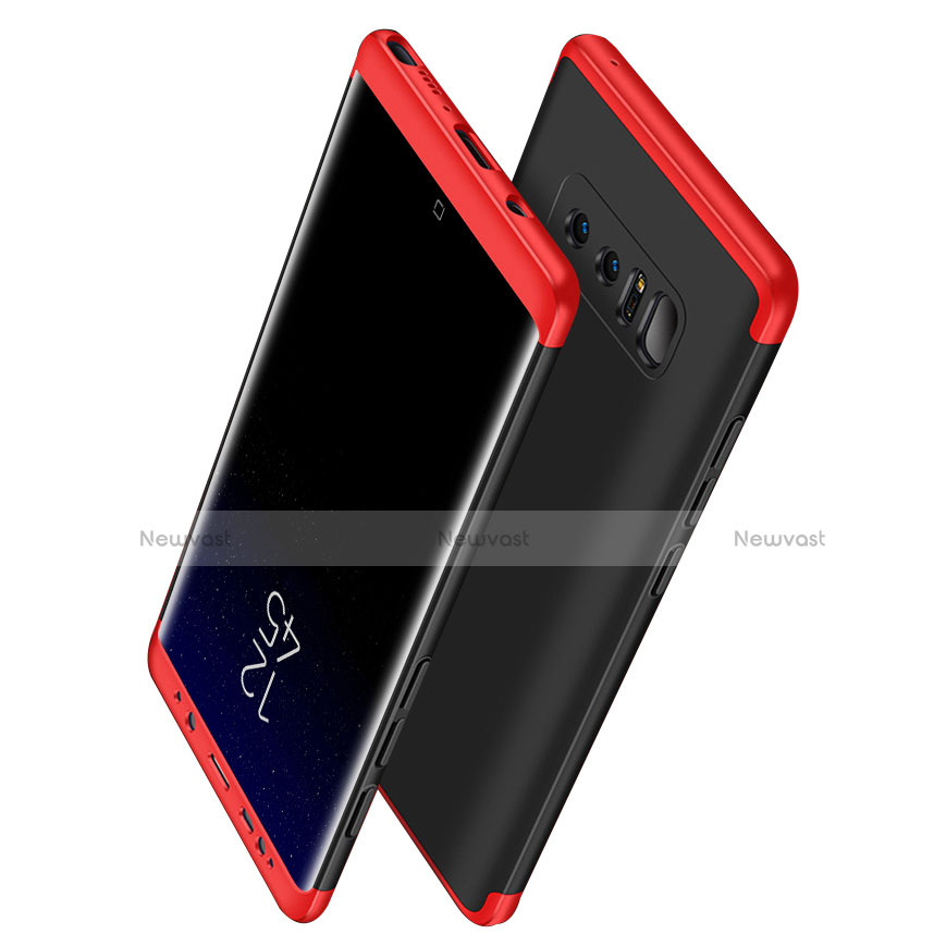 Hard Rigid Plastic Matte Finish Front and Back Cover 360 Degrees Q01 for Samsung Galaxy Note 8 Red and Black