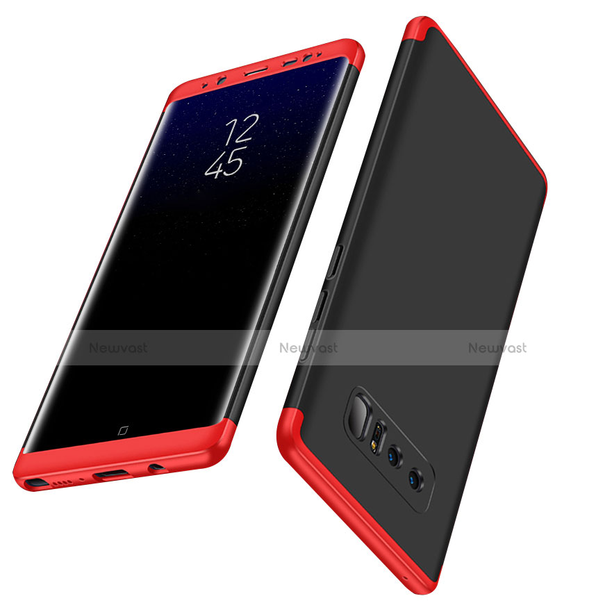 Hard Rigid Plastic Matte Finish Front and Back Cover 360 Degrees Q01 for Samsung Galaxy Note 8 Red and Black