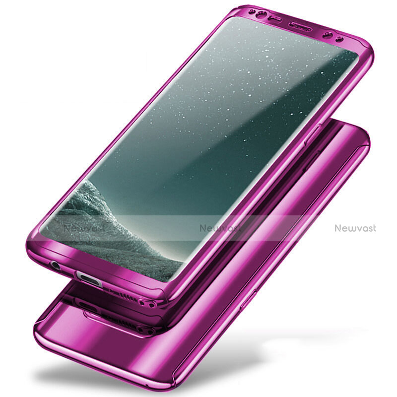 Hard Rigid Plastic Matte Finish Front and Back Cover Case 360 Degrees A01 for Samsung Galaxy Note 8 Duos N950F Purple