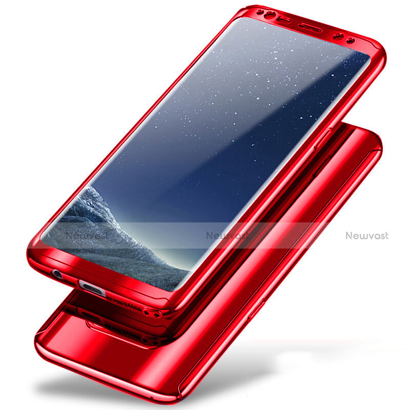 Hard Rigid Plastic Matte Finish Front and Back Cover Case 360 Degrees A01 for Samsung Galaxy Note 8 Red