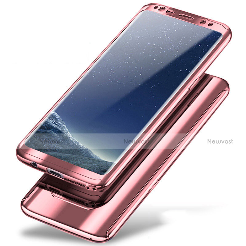 Hard Rigid Plastic Matte Finish Front and Back Cover Case 360 Degrees A01 for Samsung Galaxy Note 8 Rose Gold