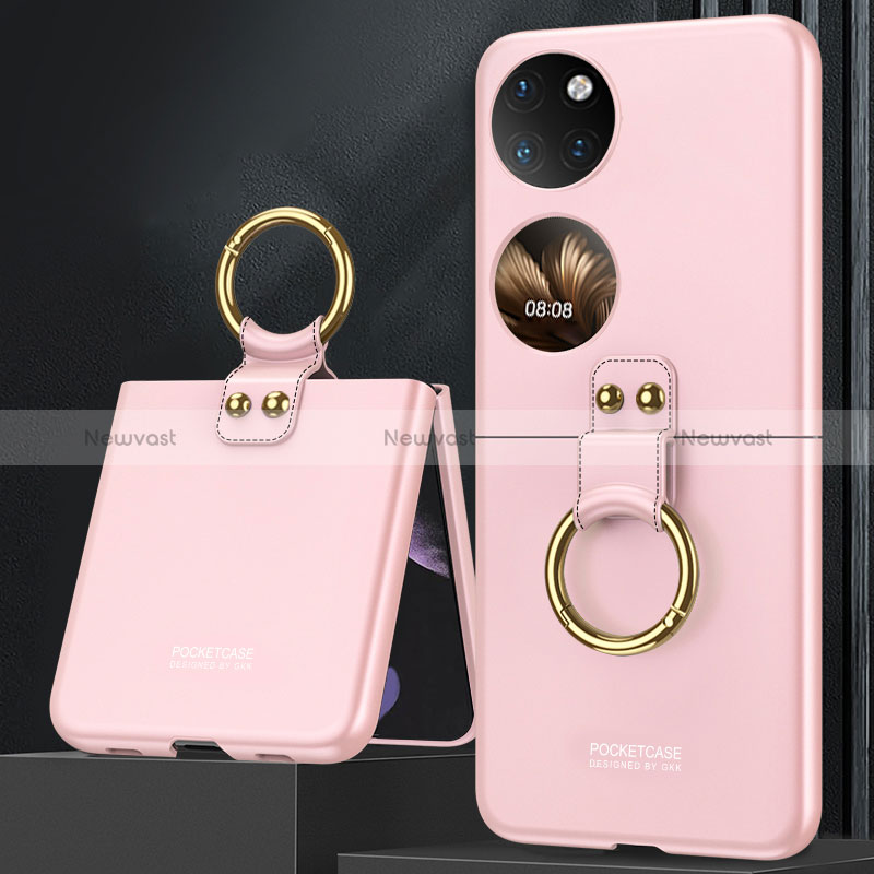 Hard Rigid Plastic Matte Finish Front and Back Cover Case 360 Degrees AC2 for Huawei P50 Pocket Rose Gold