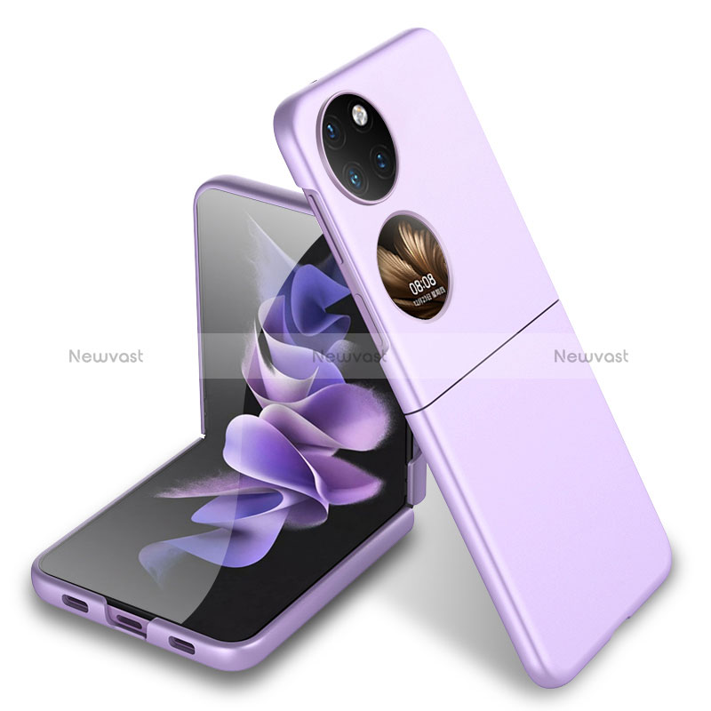 Hard Rigid Plastic Matte Finish Front and Back Cover Case 360 Degrees AC5 for Huawei P50 Pocket Purple