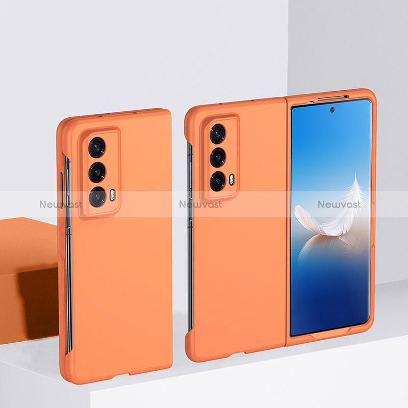 Hard Rigid Plastic Matte Finish Front and Back Cover Case 360 Degrees BH1 for Huawei Honor Magic Vs2 5G Orange