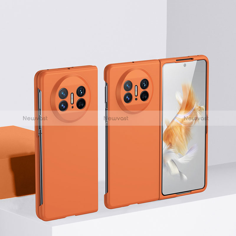 Hard Rigid Plastic Matte Finish Front and Back Cover Case 360 Degrees BH1 for Huawei Mate X3 Orange