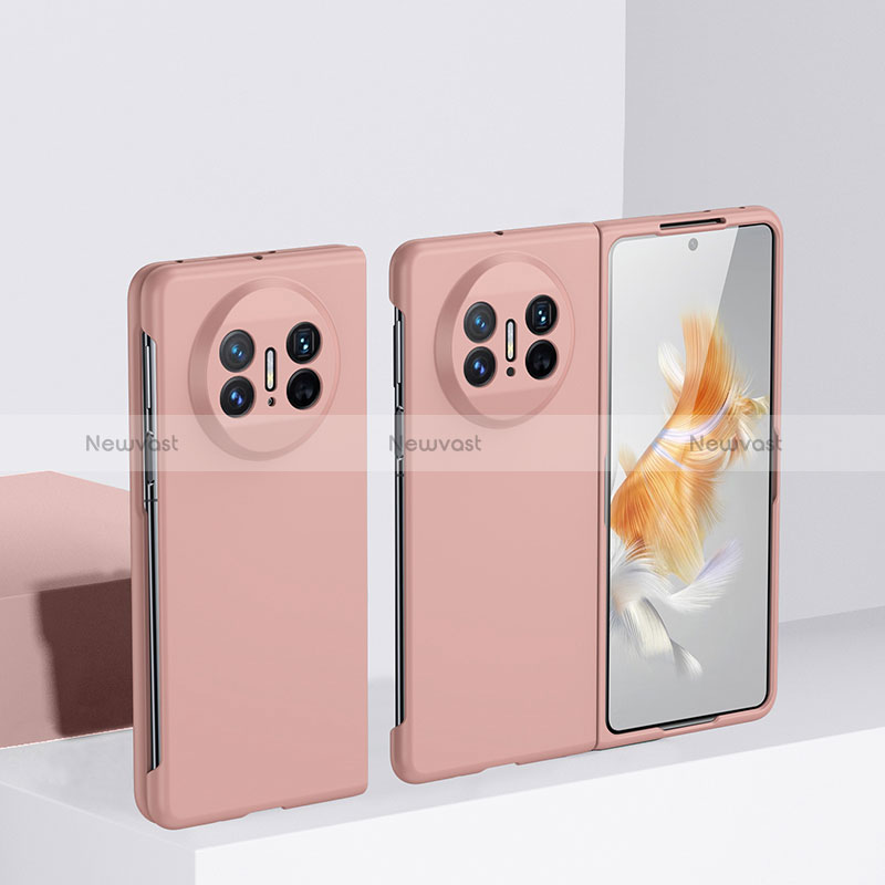 Hard Rigid Plastic Matte Finish Front and Back Cover Case 360 Degrees BH1 for Huawei Mate X3 Rose Gold