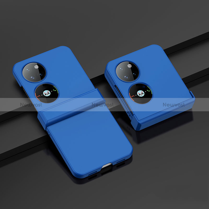 Hard Rigid Plastic Matte Finish Front and Back Cover Case 360 Degrees BH1 for Huawei P50 Pocket Blue