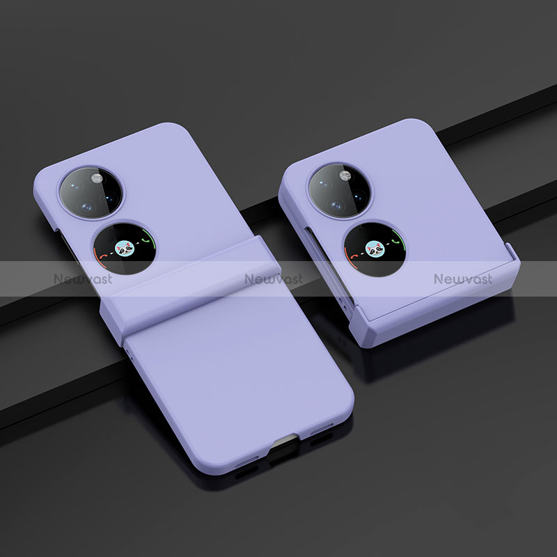 Hard Rigid Plastic Matte Finish Front and Back Cover Case 360 Degrees BH1 for Huawei P50 Pocket Purple