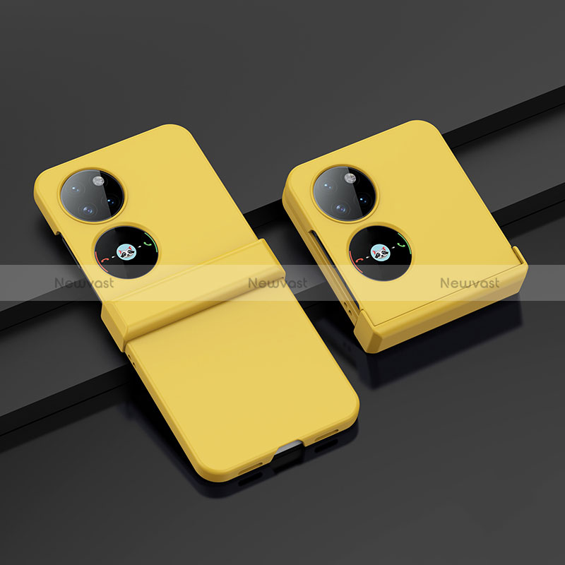 Hard Rigid Plastic Matte Finish Front and Back Cover Case 360 Degrees BH1 for Huawei P50 Pocket Yellow