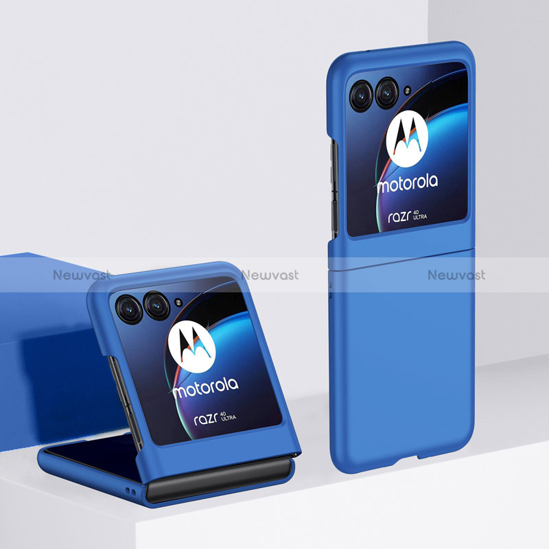 Hard Rigid Plastic Matte Finish Front and Back Cover Case 360 Degrees BH1 for Motorola Moto Razr 40 Ultra 5G Blue