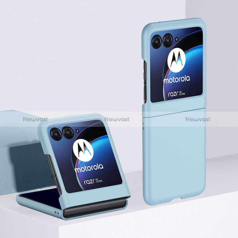 Hard Rigid Plastic Matte Finish Front and Back Cover Case 360 Degrees BH1 for Motorola Moto Razr 40 Ultra 5G Mint Blue