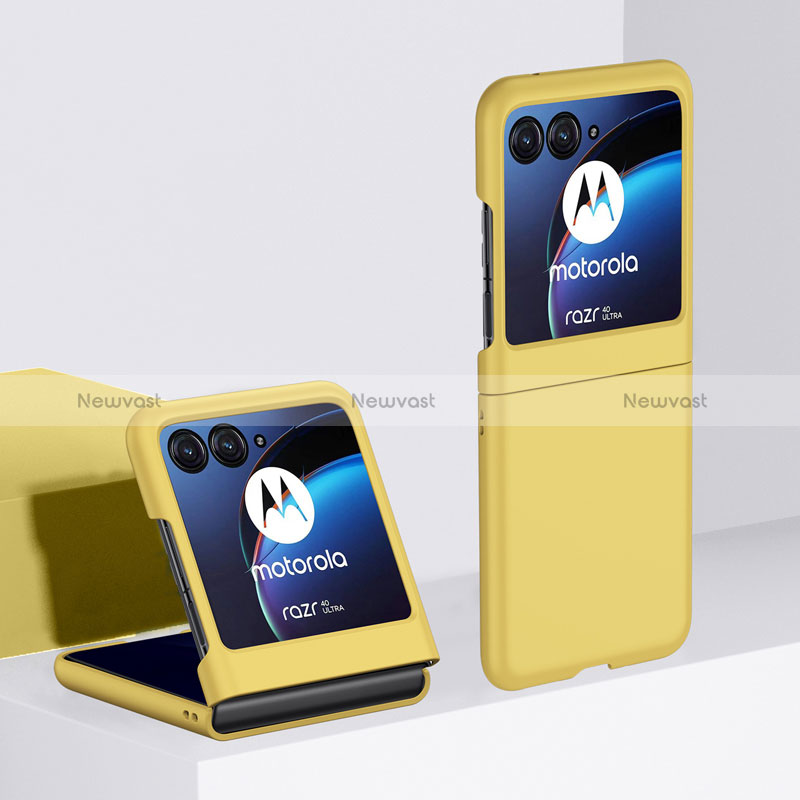 Hard Rigid Plastic Matte Finish Front and Back Cover Case 360 Degrees BH1 for Motorola Moto Razr 40 Ultra 5G Yellow