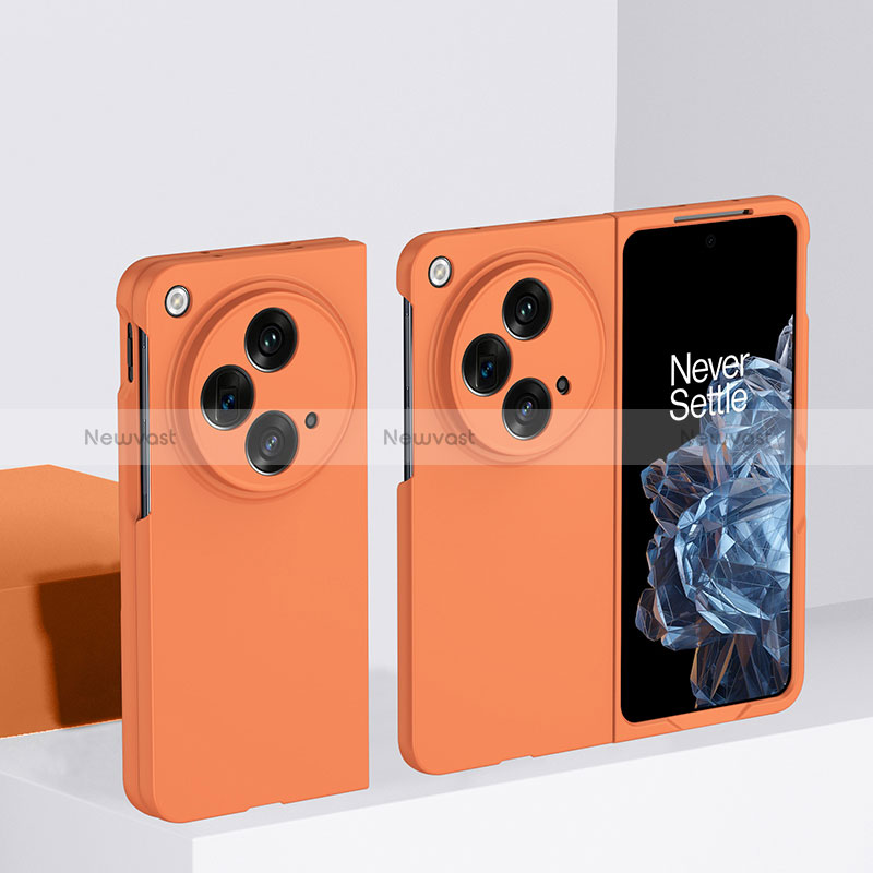 Hard Rigid Plastic Matte Finish Front and Back Cover Case 360 Degrees BH1 for OnePlus Open 5G Orange