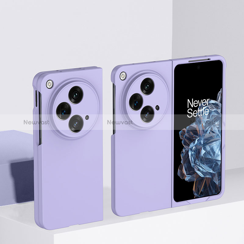 Hard Rigid Plastic Matte Finish Front and Back Cover Case 360 Degrees BH1 for OnePlus Open 5G Purple