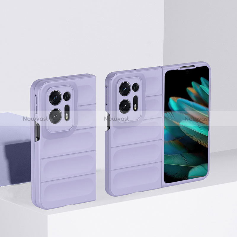 Hard Rigid Plastic Matte Finish Front and Back Cover Case 360 Degrees BH1 for Oppo Find N2 5G Purple