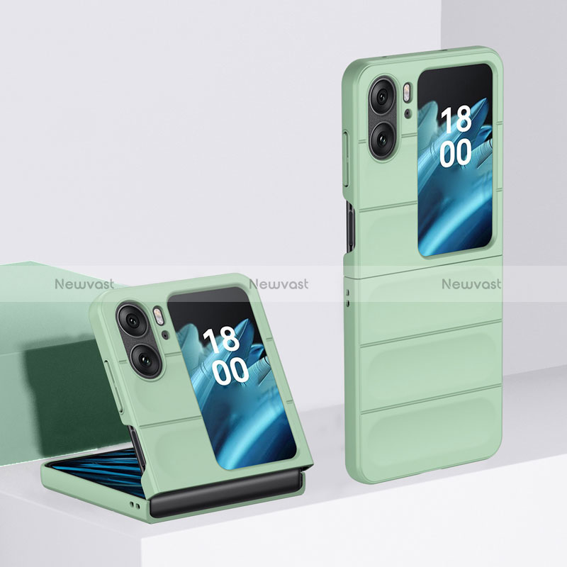 Hard Rigid Plastic Matte Finish Front and Back Cover Case 360 Degrees BH1 for Oppo Find N2 Flip 5G Matcha Green