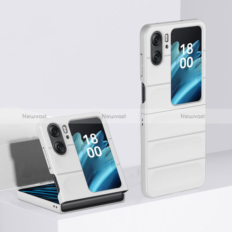 Hard Rigid Plastic Matte Finish Front and Back Cover Case 360 Degrees BH1 for Oppo Find N2 Flip 5G White