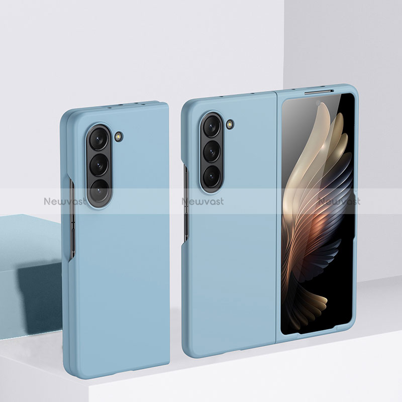 Hard Rigid Plastic Matte Finish Front and Back Cover Case 360 Degrees BH1 for Samsung Galaxy Z Fold5 5G Sky Blue