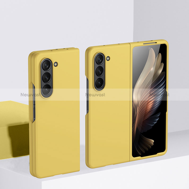 Hard Rigid Plastic Matte Finish Front and Back Cover Case 360 Degrees BH1 for Samsung Galaxy Z Fold5 5G Yellow