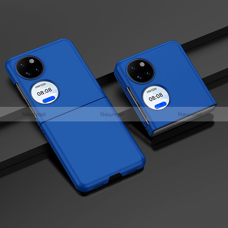 Hard Rigid Plastic Matte Finish Front and Back Cover Case 360 Degrees BH2 for Huawei P50 Pocket Blue