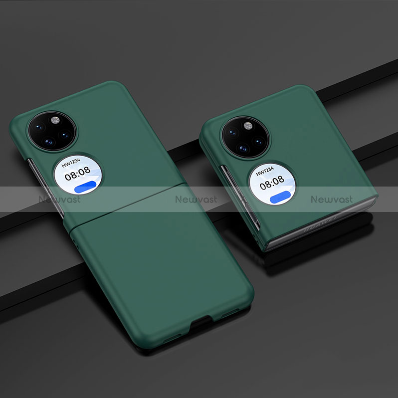 Hard Rigid Plastic Matte Finish Front and Back Cover Case 360 Degrees BH2 for Huawei P50 Pocket Green