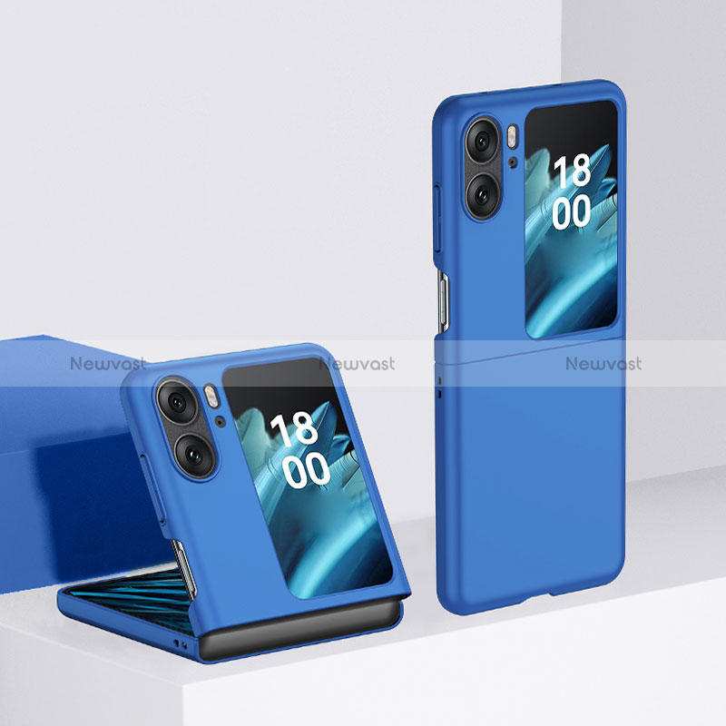 Hard Rigid Plastic Matte Finish Front and Back Cover Case 360 Degrees BH2 for Oppo Find N2 Flip 5G Blue