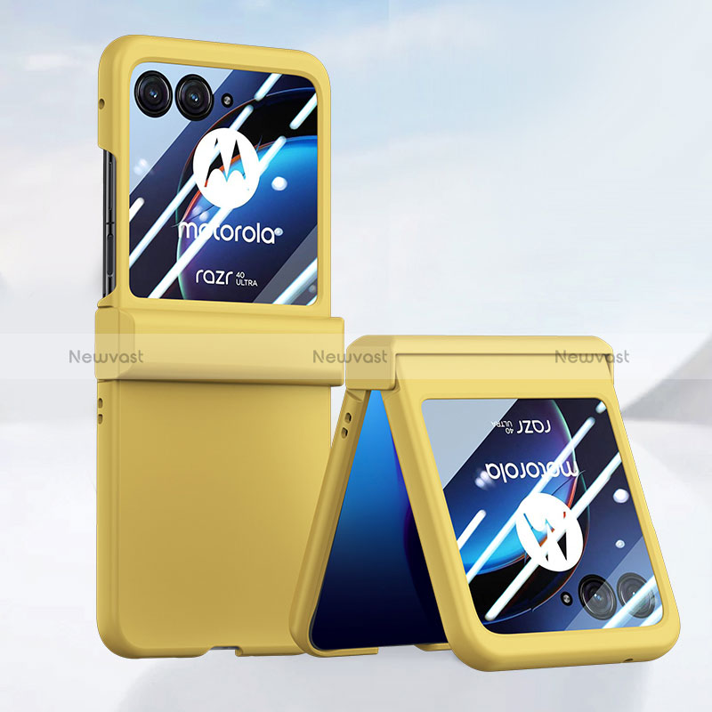 Hard Rigid Plastic Matte Finish Front and Back Cover Case 360 Degrees BH3 for Motorola Moto Razr 40 Ultra 5G Yellow