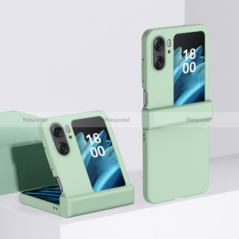 Hard Rigid Plastic Matte Finish Front and Back Cover Case 360 Degrees BH3 for Oppo Find N2 Flip 5G Matcha Green