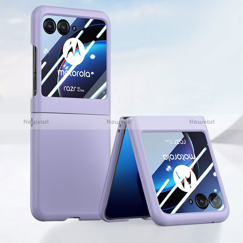 Hard Rigid Plastic Matte Finish Front and Back Cover Case 360 Degrees BH4 for Motorola Moto Razr 40 Ultra 5G Purple