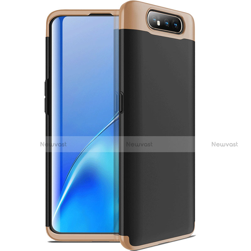 Hard Rigid Plastic Matte Finish Front and Back Cover Case 360 Degrees C01 for Samsung Galaxy A80 Gold and Black