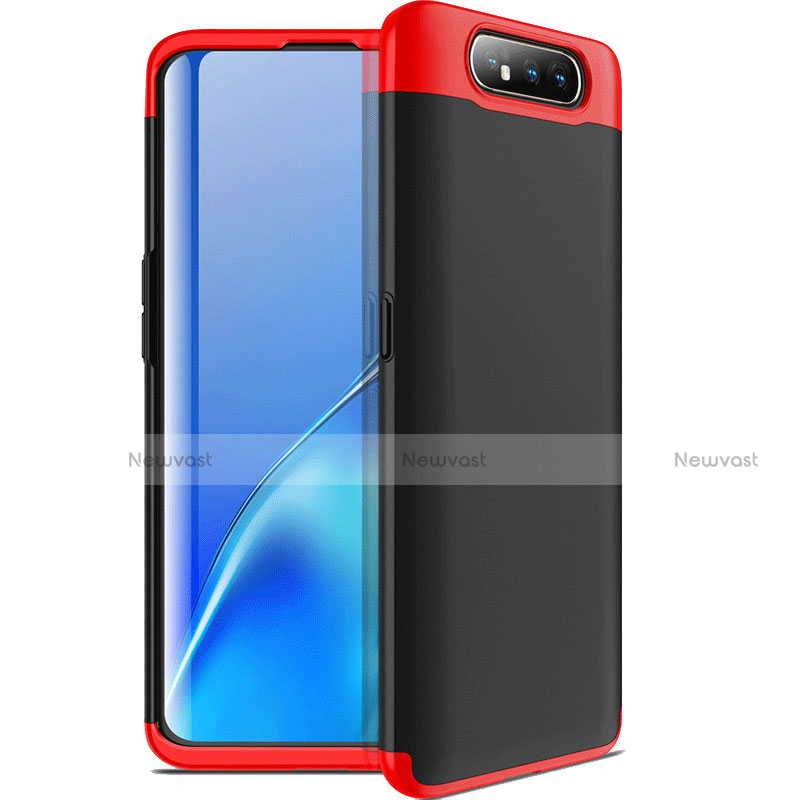 Hard Rigid Plastic Matte Finish Front and Back Cover Case 360 Degrees C01 for Samsung Galaxy A80 Red and Black