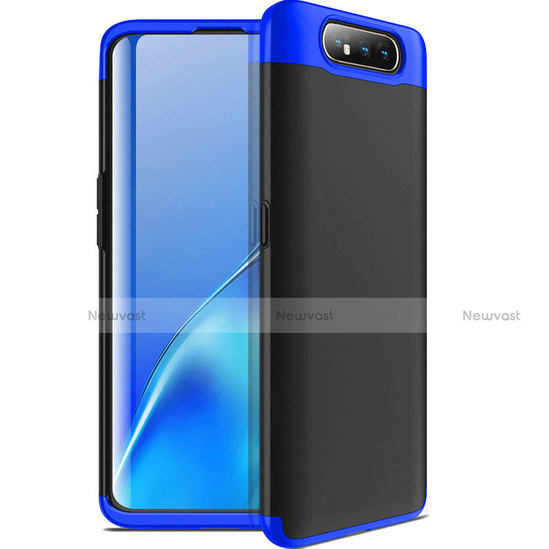 Hard Rigid Plastic Matte Finish Front and Back Cover Case 360 Degrees C01 for Samsung Galaxy A90 4G Blue and Black