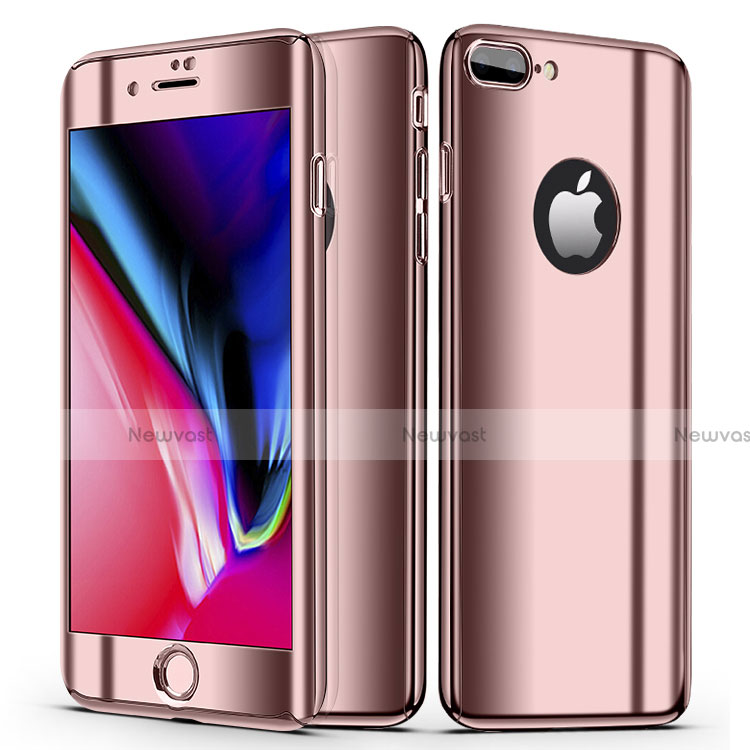 Hard Rigid Plastic Matte Finish Front and Back Cover Case 360 Degrees for Apple iPhone 7 Plus Rose Gold