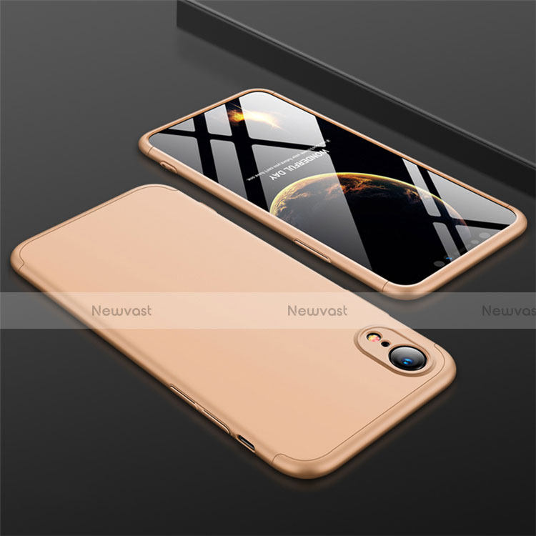 Hard Rigid Plastic Matte Finish Front and Back Cover Case 360 Degrees for Apple iPhone XR Gold