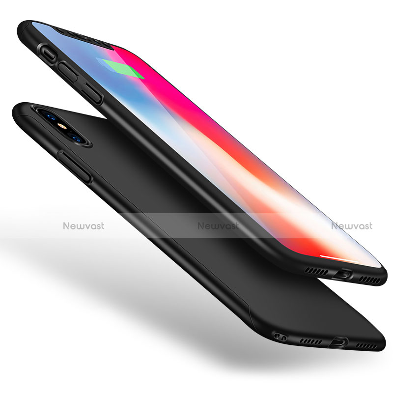 Hard Rigid Plastic Matte Finish Front and Back Cover Case 360 Degrees for Apple iPhone Xs Max Black