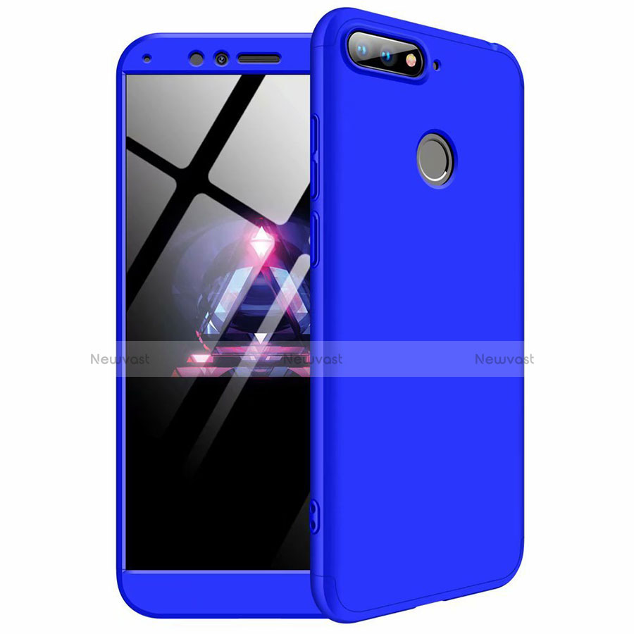 Hard Rigid Plastic Matte Finish Front and Back Cover Case 360 Degrees for Huawei Enjoy 8e Blue