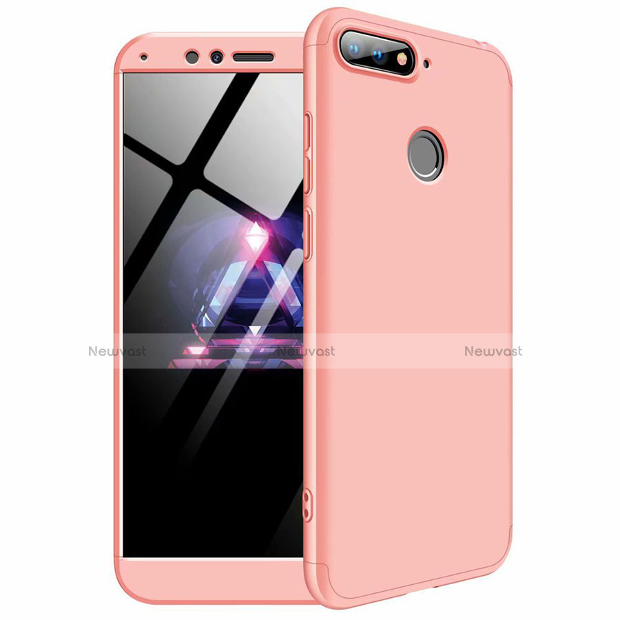 Hard Rigid Plastic Matte Finish Front and Back Cover Case 360 Degrees for Huawei Enjoy 8e Rose Gold