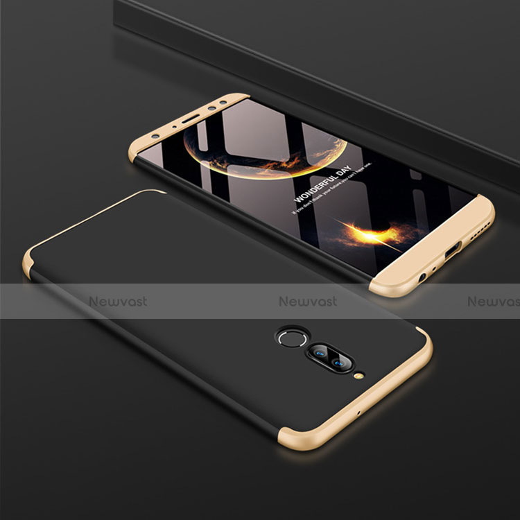 Hard Rigid Plastic Matte Finish Front and Back Cover Case 360 Degrees for Huawei G10 Gold and Black