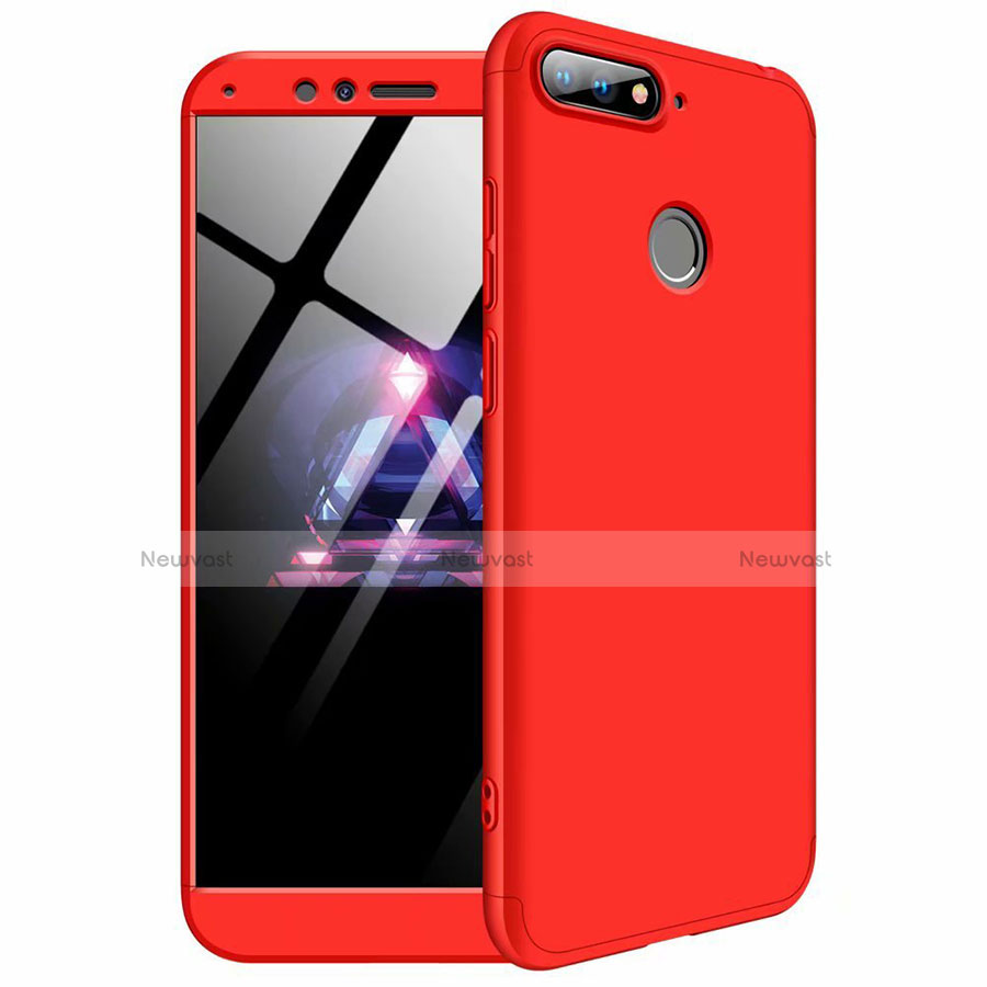 Hard Rigid Plastic Matte Finish Front and Back Cover Case 360 Degrees for Huawei Honor 7A Red