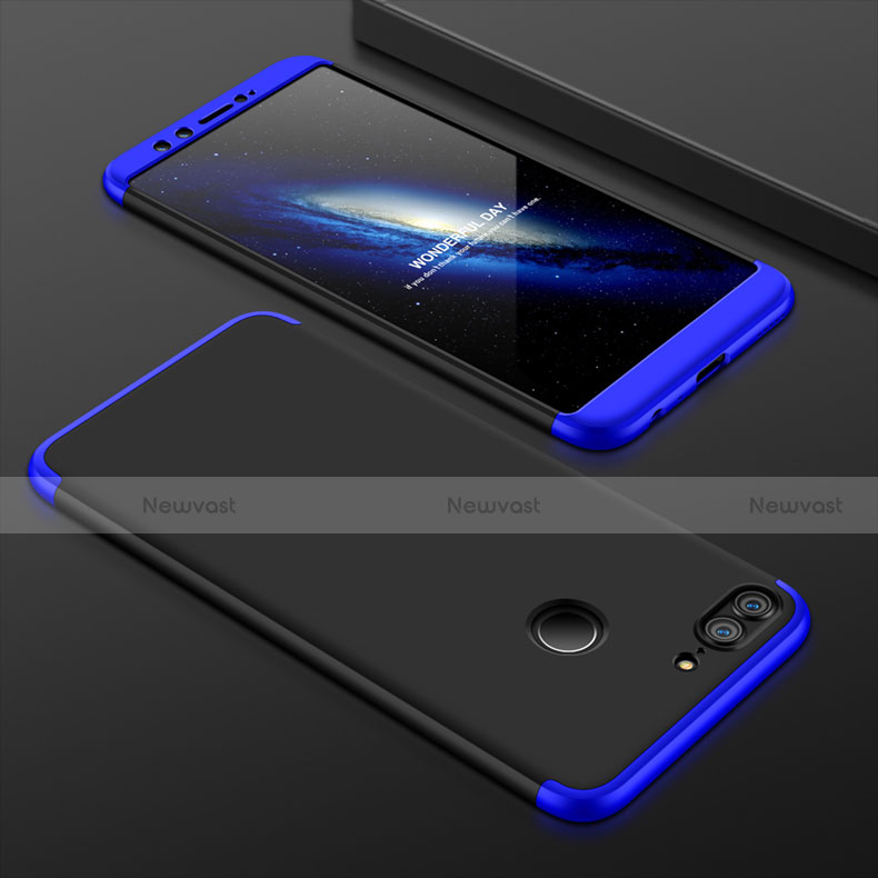 Hard Rigid Plastic Matte Finish Front and Back Cover Case 360 Degrees for Huawei Honor 9 Lite Blue and Black