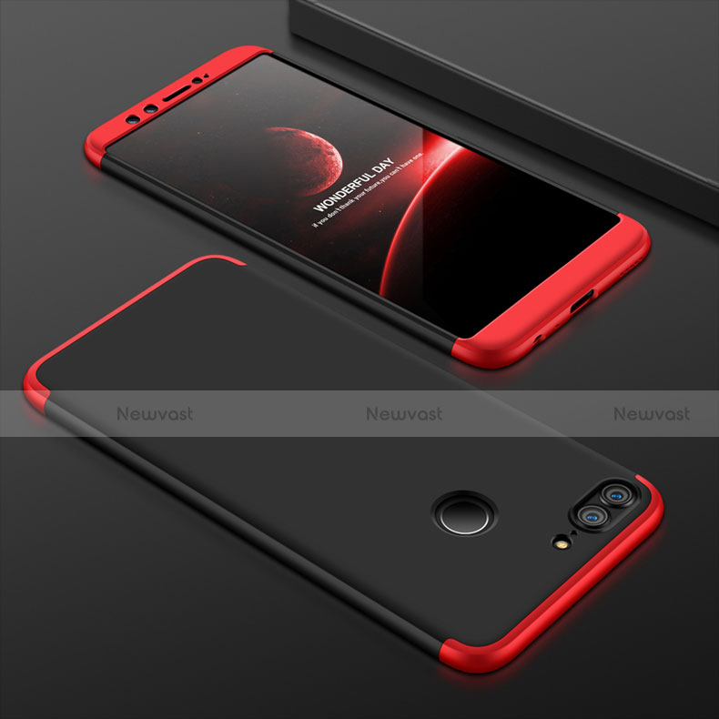 Hard Rigid Plastic Matte Finish Front and Back Cover Case 360 Degrees for Huawei Honor 9 Lite Red and Black