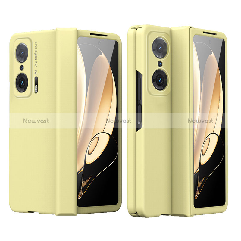 Hard Rigid Plastic Matte Finish Front and Back Cover Case 360 Degrees for Huawei Honor Magic V 5G Yellow