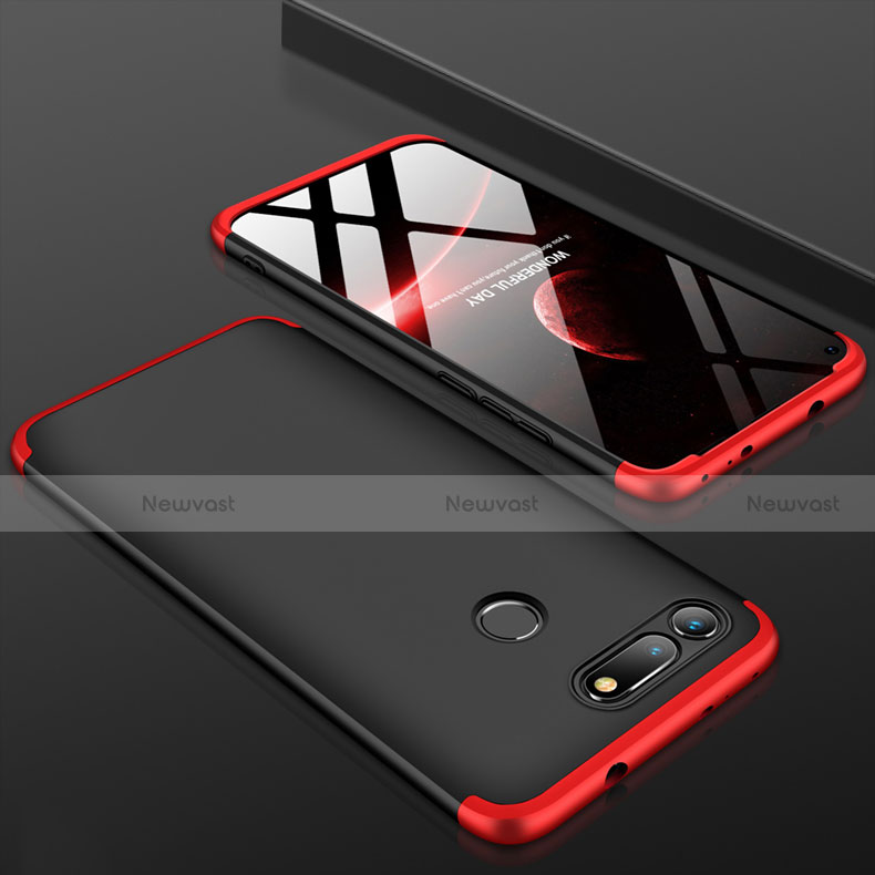 Hard Rigid Plastic Matte Finish Front and Back Cover Case 360 Degrees for Huawei Honor V20 Red and Black