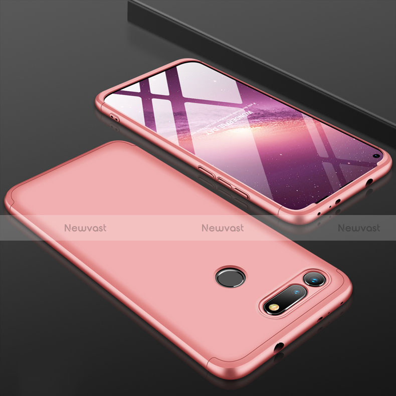 Hard Rigid Plastic Matte Finish Front and Back Cover Case 360 Degrees for Huawei Honor V20 Rose Gold