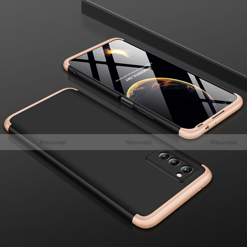 Hard Rigid Plastic Matte Finish Front and Back Cover Case 360 Degrees for Huawei Honor V30 5G Gold and Black