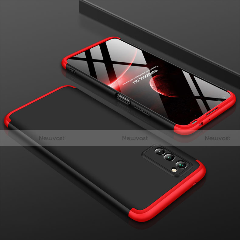 Hard Rigid Plastic Matte Finish Front and Back Cover Case 360 Degrees for Huawei Honor V30 5G Red and Black