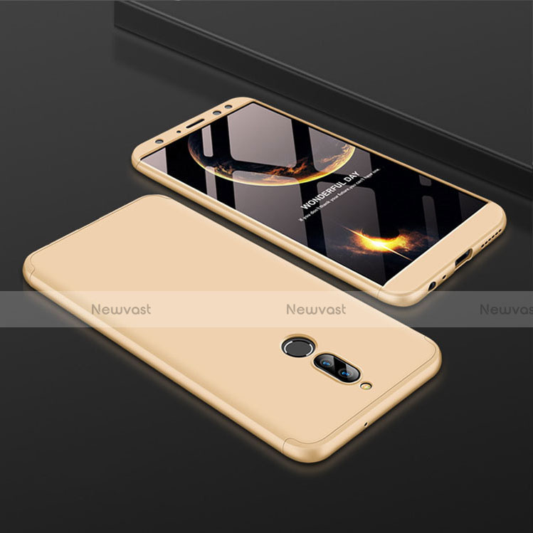 Hard Rigid Plastic Matte Finish Front and Back Cover Case 360 Degrees for Huawei Mate 10 Lite Gold