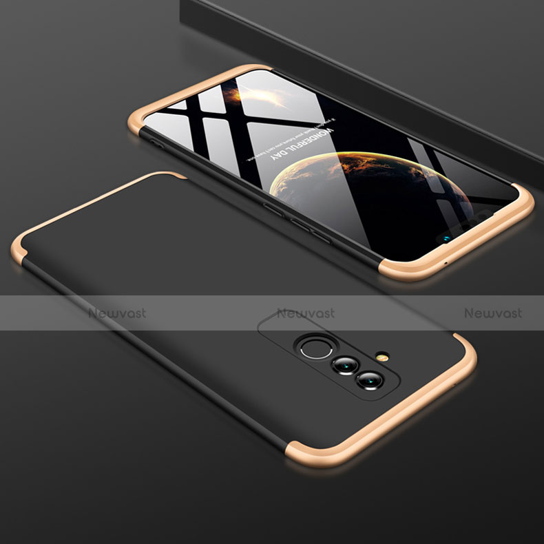 Hard Rigid Plastic Matte Finish Front and Back Cover Case 360 Degrees for Huawei Mate 20 Lite Gold and Black