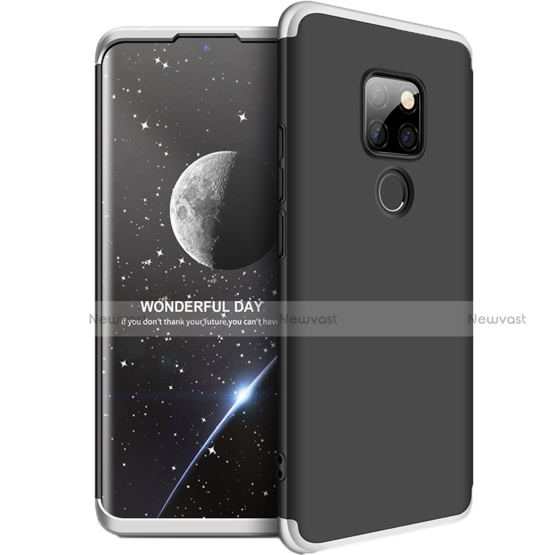 Hard Rigid Plastic Matte Finish Front and Back Cover Case 360 Degrees for Huawei Mate 20 Silver