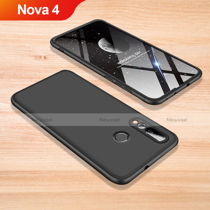 Hard Rigid Plastic Matte Finish Front and Back Cover Case 360 Degrees for Huawei Nova 4 Black